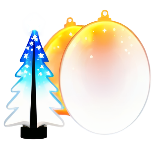 flash picture with fireworks around christmas tree - icon | sticker