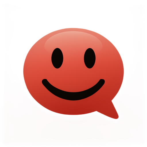 red messenger dialogbox with happy smiling face - icon | sticker