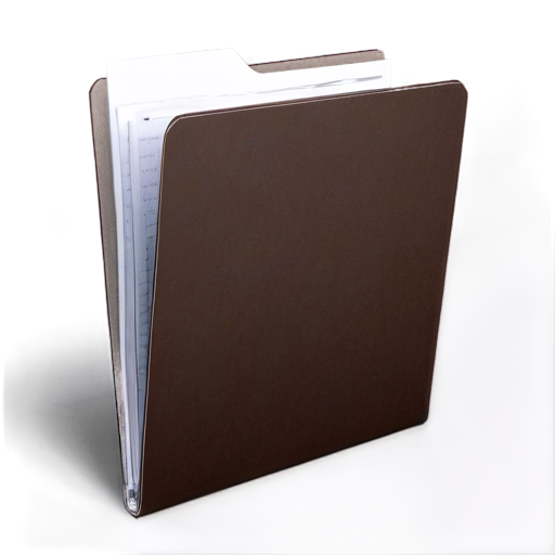 thick silver folder with papers. folder color - silver. sheets should stick out of the folder. transparent background. inscription on the folder "Case". image should take up 50% of the space. brown glow around the folder - icon | sticker