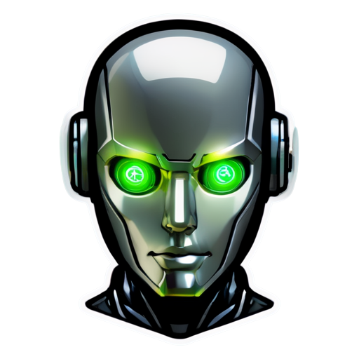 a half-profile headshot of a virtual robot in abstract style with a white background - icon | sticker