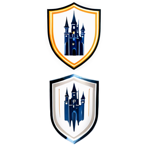 Imagine a logo with a shield and a stylized castle in the center. Around the castle, you can add abstract lines or patterns that symbolize a network or data - icon | sticker