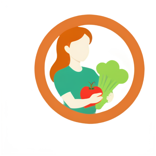 Logo for nutritionist, girl with vegetables - icon | sticker