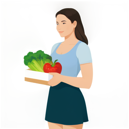 Logo for nutritionist, girl with vegetables - icon | sticker