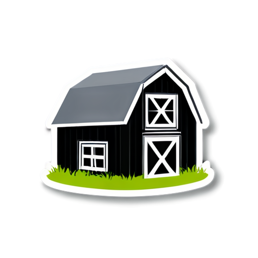 simple farm icon in black - icon | sticker