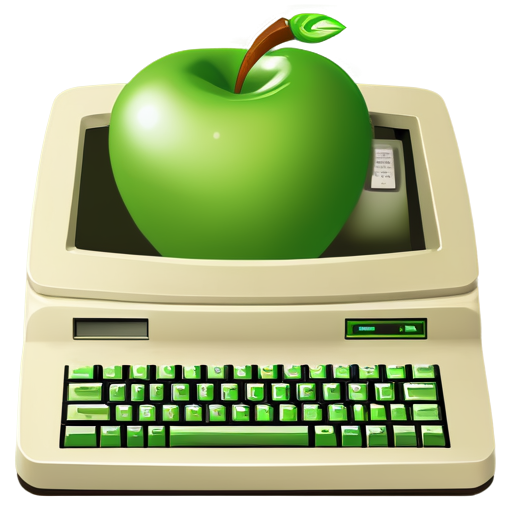 an old style apple computer with a 45 degree side profile and a green text terminal prompt - icon | sticker