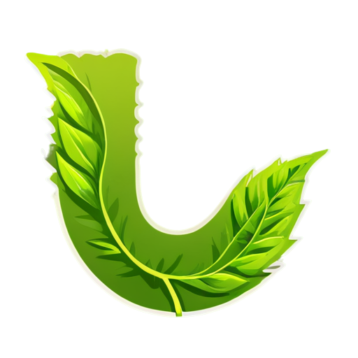 Letter У made from leafs flat vector simple style - icon | sticker