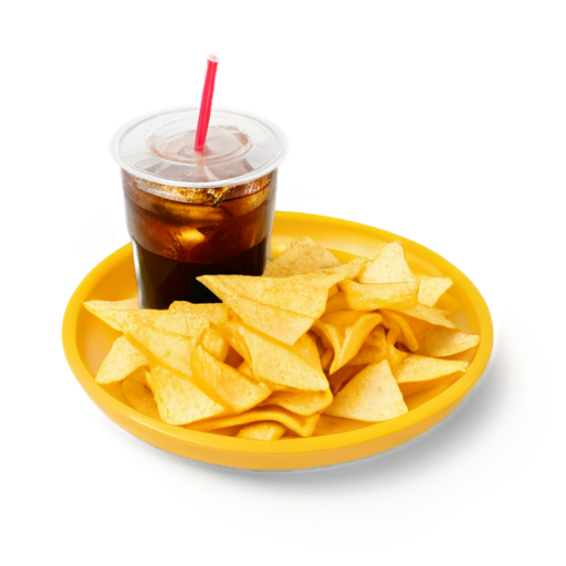 sandwich plate chips soft drink with straw - icon | sticker