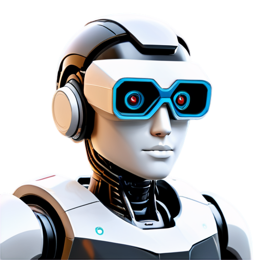 AI robot with tech-inspired glasses, cute, cartoon,cool，Cyberpunk，robotic - icon | sticker