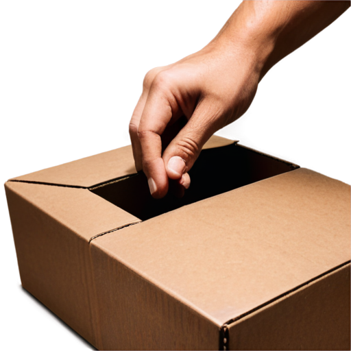 hand placing parts into cardboard box - icon | sticker