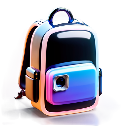 A backpack with cameras levitating around it 3d model - icon | sticker