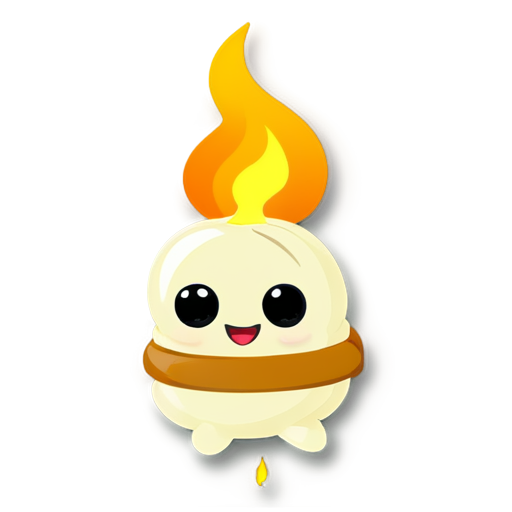 create a dim sum icon with emoticons and make it look like the dim sum is covered in fire and smoking - icon | sticker