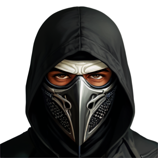 The front view of an assassin wearing a raven-beak-shaped mask - icon | sticker