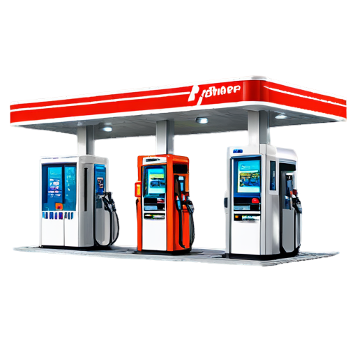 fuel station with self-service terminal - icon | sticker