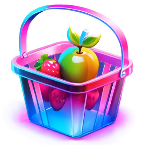 schematic image for the site of a fruit basket in pink color - icon | sticker