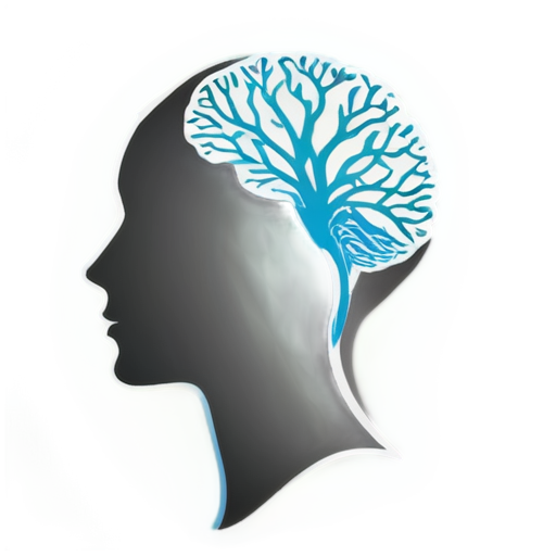 Create an avatar for a psychology blog aimed at a mixed audience (both men and women). The image should convey trust, professionalism, and warmth. Include a symbol of psychology, like a silhouette of a head with a neural network or a stylized brain, surrounded by calm, neutral colors (such as soft blues, greens, and grays). The background should be light, clean, and minimalist, so as not to distract from the main image. - icon | sticker