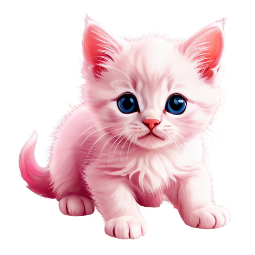 A colorful (pink) gradient cute kitten - icon | sticker