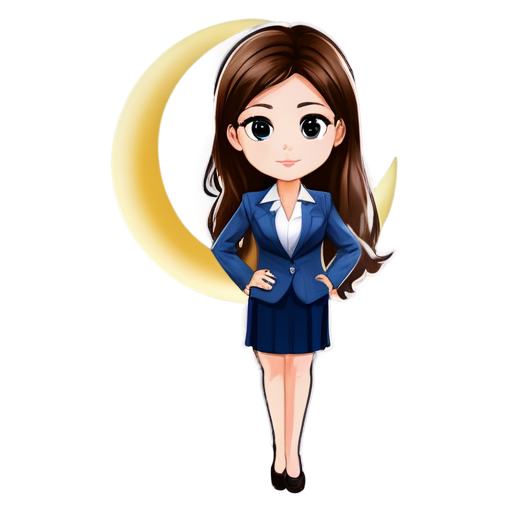 lawyer girl with moon on the background - icon | sticker