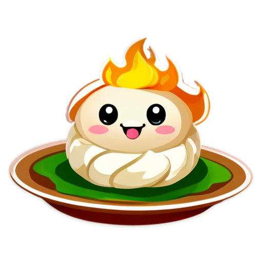 dimsum with face and effect fire - icon | sticker