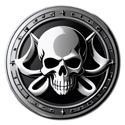 similar emblem of space pirates, monochrome, white and black - icon | sticker