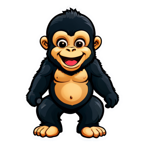 Sticker, Beautiful, kind gorilla, smiling - icon | sticker