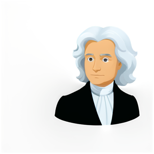 cartoonish isaac newton emoji, just his face outline in 2D - icon | sticker