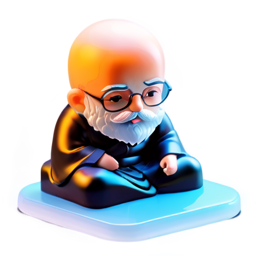 indian guru with bald head, moustache & beard sat on a mountain - icon | sticker