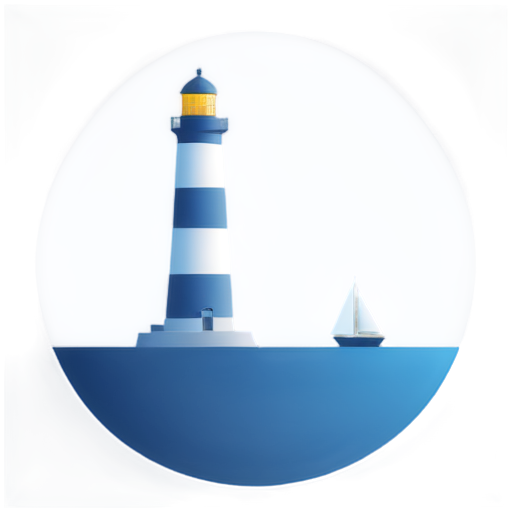 Abstract style artificial intelligence twist bandwith data sailboat lighthouse - icon | sticker