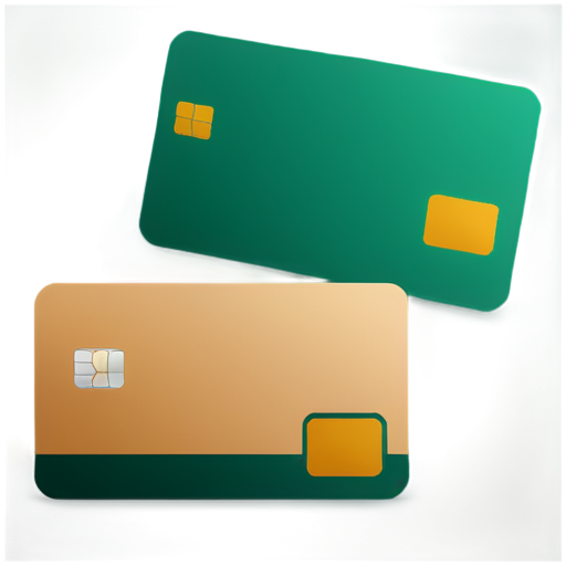 Create a stylized icon for payment methods, featuring a credit card and cash bill. The design should be modern and flat, with clean lines. Use deep green for the card and warm beige for the cash bill, ensuring the colors align with the overall color scheme of the product card. The background should be minimal. - icon | sticker