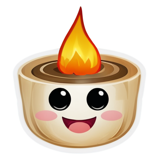 dimsum with face emoticon and effect fire like burning - icon | sticker