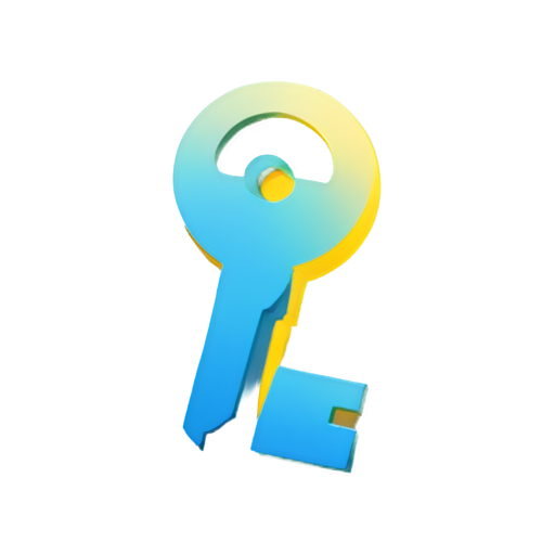 blue key on yellow background - icon | sticker