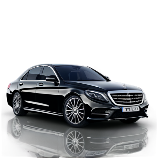 Mercedes-Benz Parking App with black background modern and an S class behind - icon | sticker