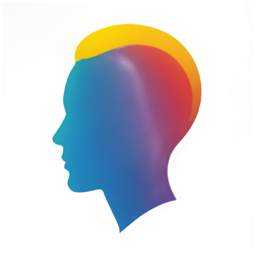 a half-profile headshot of a colorful digital figure in abstract style with a white background - icon | sticker