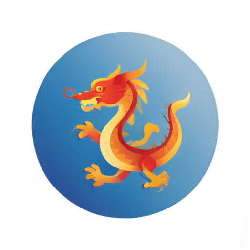 round logo with china dragon - icon | sticker