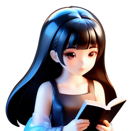 goth anime girl reading book - icon | sticker