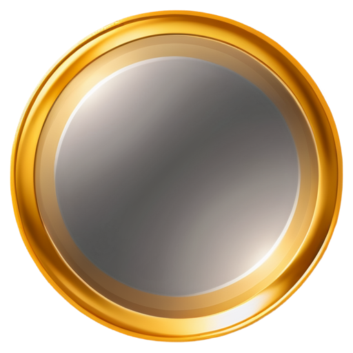 round volumetric golden circle on transparent background crossed diagonally - icon | sticker