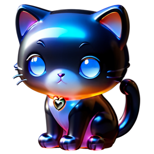 Black cute cat - icon | sticker