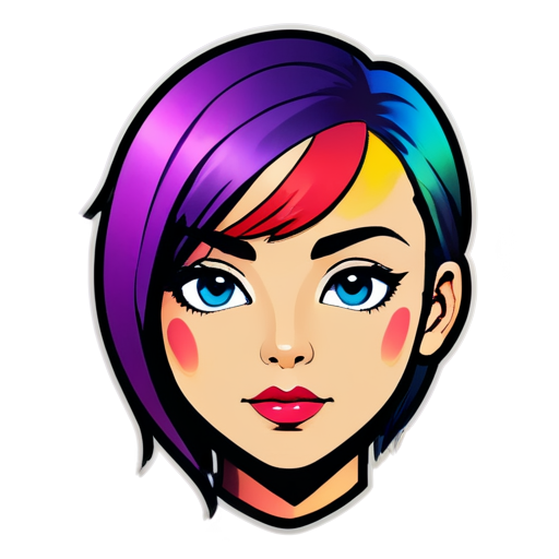 a simple, colorful logo about a half-profile headshot of an abstract digital figure with a colorful background - icon | sticker