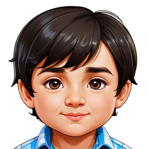 a small Ossetian dark-haired boy with a large mole above his lip and dimples - icon | sticker