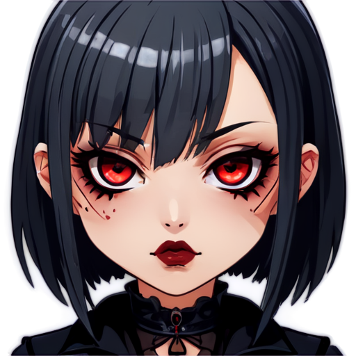 Anime bald vampire face girl with red eyes and dark makeup - icon | sticker