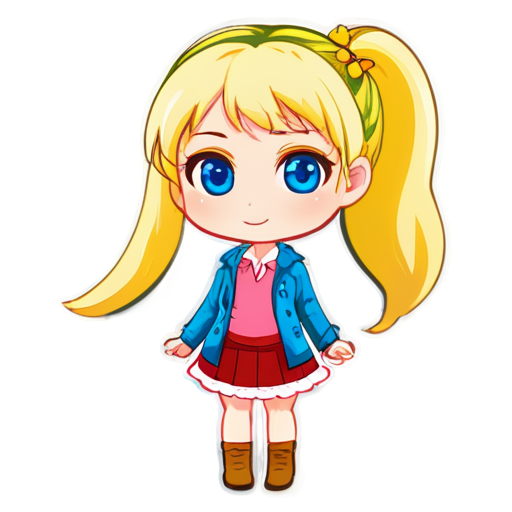 A full-length outfit for a tall, blue-eyed blonde in the following colors: honey, yellow, burgundy, pink, or leaf green. - icon | sticker