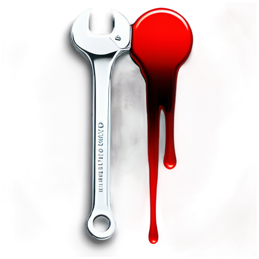 wrench half red in blood dripping - icon | sticker