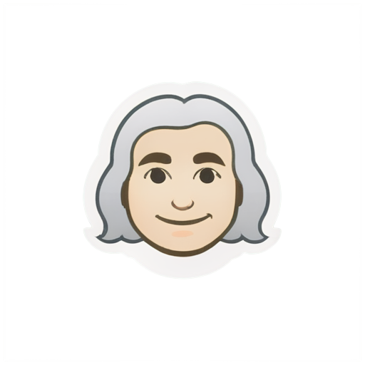 cartoonish isaac newton emoji, just his face outline in 2D - icon | sticker