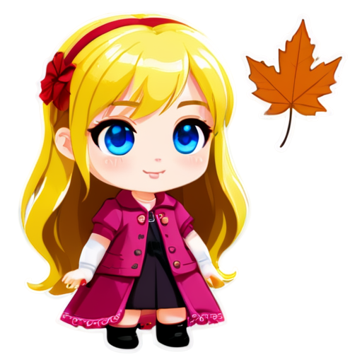 A full-length outfit for a tall, blue-eyed blonde in the following colors: honey, yellow, burgundy, pink, or leaf green. - icon | sticker