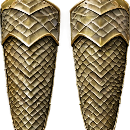 Medieval fantasy greaves made of beige lizard scales, matte - icon | sticker