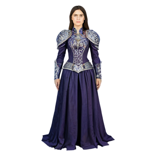 Intricate reach medieval fantasy women suit made of purple night sky - icon | sticker