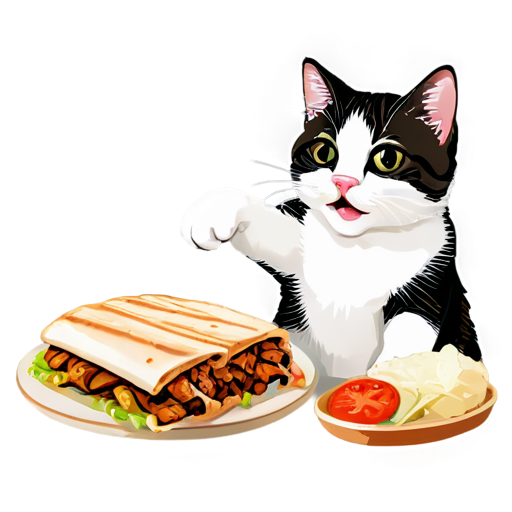 the cat eats shawarma - icon | sticker