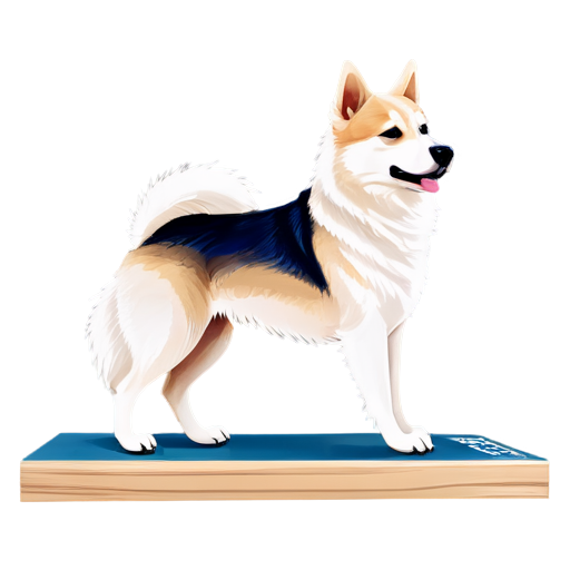 dog icons, logo style, simple background, no humans, no lineart, spitz full body, fitness plank, from side, spitz looking left - icon | sticker