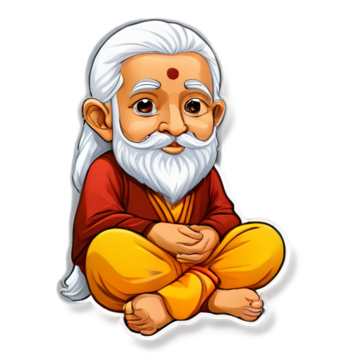 indian guru sat on a mountain - icon | sticker