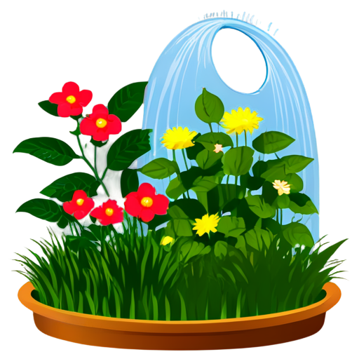 automatic watering of beautiful plants in the garden - icon | sticker