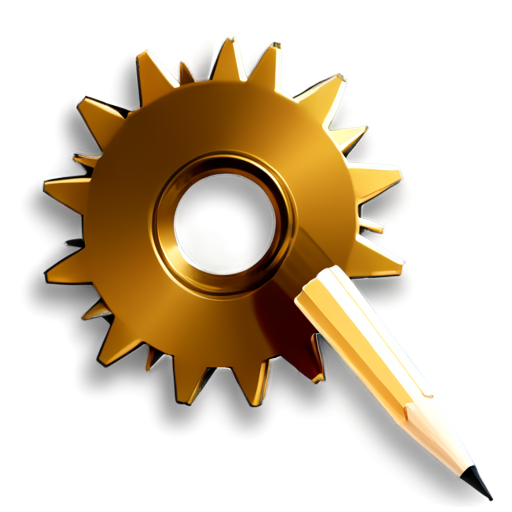 a gear with a single pencil - icon | sticker